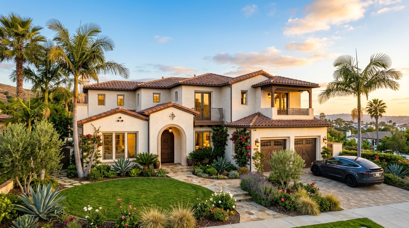 A beautiful San Mateo rental home at golden hour
